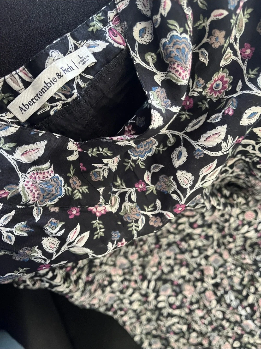 Abercrombie & Fitch Black Floral Spaghetti-Strap Maxi Dress L